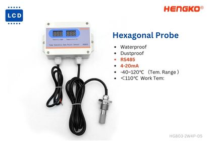 4-20mA RS485 Hexagonal Probe temperature humidity transmitter HG803-2W4P-05