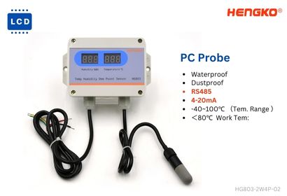 RS485 and 4-20mA temperature humidity transmitter Split Type PC Probe with display