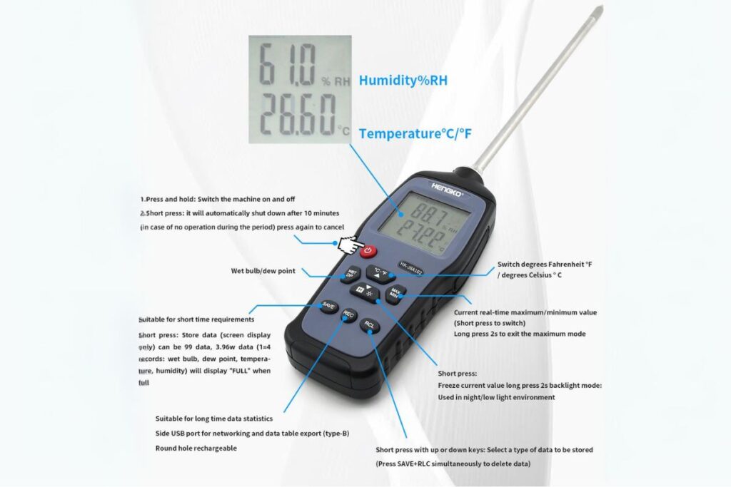 handheld temperature and humidity meter instruction