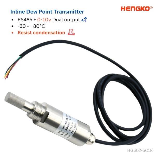 0-10v and RS485 Inline dew point transmitter Resist condensation HENGKO