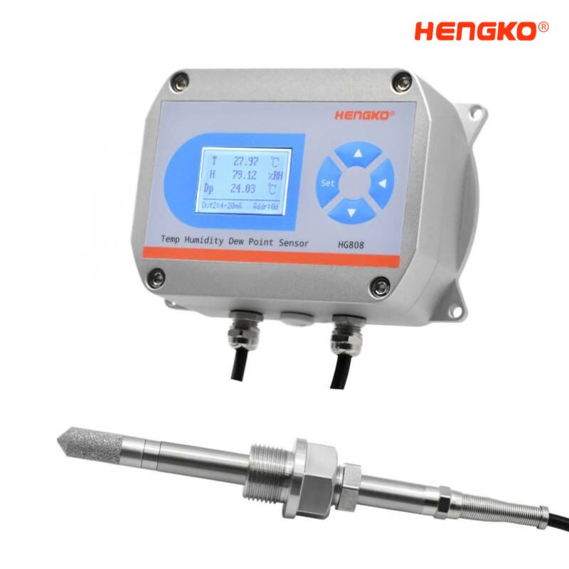 high temperature humidity transmitter with short screw metal probe display